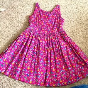 Ralph Lauren pink Floral button back dress flowy aline easter